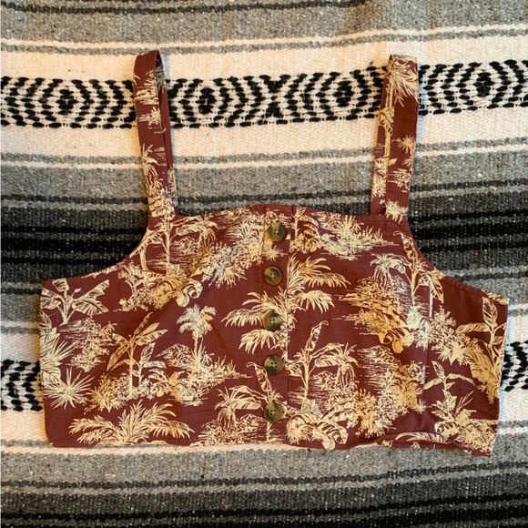 American Eagle Crop Top & Wide Leg Pants Linen Co-ord Size L - Picture 2 of 9